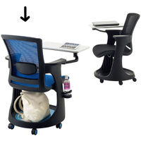 【軒先渡し】オリバー テーブル付ミーティングチェア ブルー S・CM-421・BU 1台　（直送品）