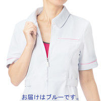 大真 透けない白衣 レディスジャケット 医療白衣 半袖 おしゃれブルー S NJ200（直送品）