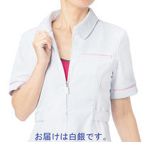 大真 透けない白衣 レディスジャケット 医療白衣 半袖 白銀（プラチナシルバー） M NJ200（直送品）
