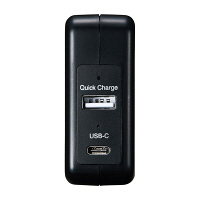 サンワサプライQuickCharge 3.0対応AC充電器　USB×1ポート/USB TypeCポート×1[合計3A]　ACA-QC43CUBK　1個（直送品）