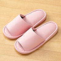 レザー風外縫いスリッパ M ピンク 1ケース（40足入）