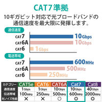 LANケーブル 50cm cat7準拠 爪折れ防止 スリム より線 メタリックブルー LD-TWSST/BM05 エレコム 1個