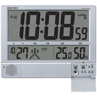 セイコータイムクリエーション 幅386×奥行31×高さ294mm SQ434S 銀色メタリック 1個 掛置き兼用 デジタル表示 電波時計