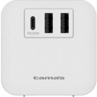 電源タップ 2m タワー型USBタップ 2P式 6個口 USB-A×2/Type-C×1 TSK110U2CW 多摩電子工業