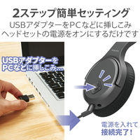 ヘッドセット 無線タイプ（2.4GHz） ワイヤレス 両耳 オーバーヘッド マイクアーム付 HS-HPW01BK エレコム（直送品）