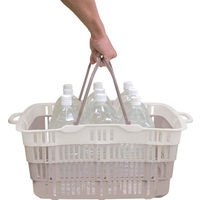 【折り畳める買い物カゴ】三甲 ニューバスケット グレー×ホワイト 103060-00 1セット（5個）