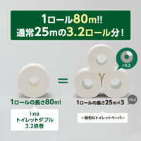 トイレットペーパー 8ロール ダブル 80m 3.2倍巻き エリエール イーナ　1箱（64ロール：8ロール入×8パック）大王製紙