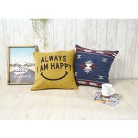 ケーアイジャパン クッションカバー カラン ハッピー 45×45cm イエロー 288843 1個（直送品）