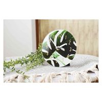 ケーアイジャパン 置き時計 エクラク デスククロック モンステラ インテリア ホワイト 白 アナログ 367354 1個（直送品）