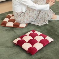 2枚 パッチワーク シートクッション パープル 約40×40×6.5cm 紐付き おしゃれ かわいい オフィス 事務所 椅子 車 チェア（直送品）