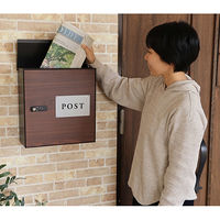 【軒先渡し】ヤマソロ アーブル 木目壁掛けポスト 幅355×奥行150×高さ370mm ブラウン 73-091 1台（直送品）