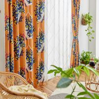 スミノエ デザインライフ セミオーダー カーテン ハンキング 2100×1550mm オレンジ 1セット(2枚入)（直送品）