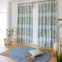 スミノエ デザインライフ セミオーダー カーテン ミチクサ 1500×2100mm ブルー 1セット(2枚入)（直送品）