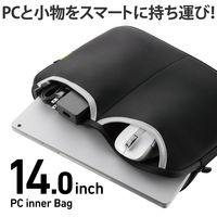 パソコンケース PCバッグ 14インチ スリーブポケット付き 撥水加工 ブラック BM-IBPT14NBK エレコム 1個（直送品）