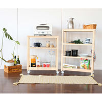 ICHIBA スープスリムワゴン 4段 幅590×奥行275×高さ850mm ナチュラル W-3348NA 1台（直送品）