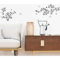 マッチングジャパン ウォールステッカー 手軽にDIY 転写タイプ「ツタに集まる蝶々/モノトーン」 CO-10083-AS 1枚（直送品）