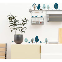 マッチングジャパン ウォールステッカー 手軽にDIY シールタイプ「森の収穫祭/ブルー」 CO-10085-AS 1枚（直送品）