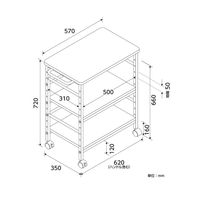 アスクル マルチワーク デスクサイドワゴン ライトウッド天板・ブラックフレーム 1台  オリジナル