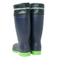 小野商事 PVCフード付安全長靴 先芯入 ネイビー×グリーン 28.0cm WS3400 1足