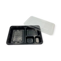 福助工業 弁当容器 LC新 LC-609黒 透明蓋付 600枚(50×12) 576212 1ケース(600枚入(50枚×12袋))（直送品）