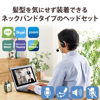 ヘッドセット 3.5mm3極ミニプラグ×2 マイク搭載 両耳 ネックバンド ヘッドホン HS-NB03SBK エレコム（直送品）