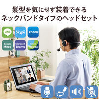 ヘッドセット USB接続 マイク搭載 両耳 ネックバンド ヘッドホン HS-NB03SUBK エレコム（直送品）