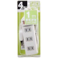 延長コード  電源タップ AC×4個口  スイッチ付  1m ホワイト Y02S411WH YAZAWA 1個