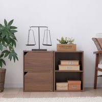 アイリスオーヤマ カラーボックス(モジュールボックス) 幅36.6×奥行29×高さ49.4cm 2段 収納棚 扉付 ウォールナット MDB-2D １台