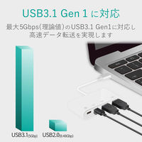 USBハブ Type-C USB3.1(Gen1) Aポート×2 Cポート×2 PD対応 ホワイト U3HC-A423P5WH エレコム 1個