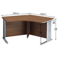 【組立設置込】DESIGNA (デザイナ) デザイナライン 平机 120度天板 ダークウォルナット 幅1732×奥行1106×高さ720mm 1台  （取寄品）