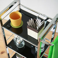 永井興産 ガラスワゴン3段 BK（ブラック）幅480×奥行265×高さ760mm　NK-5239　1台（直送品）