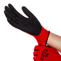 【天然ゴム背抜き手袋】 勝星産業 「現場のチカラ」 レッド S 1袋（5双入）  オリジナル