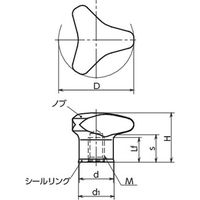 鍋屋バイテック スリーロブノブ KTLFS-50-M8-A4-HP-HD（直送品）