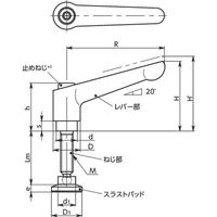 鍋屋バイテック クランプレバー LDM-8-25-SGB-SBP15-RD（直送品）