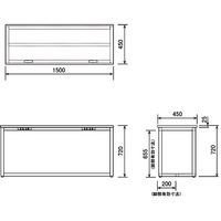 アスプルンド　ブラックフレームカウンター（コンセント付き）　ロータイプ　ナチュラル　幅1500×奥行450×高さ720mm　1台