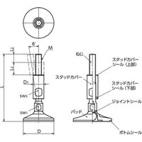 鍋屋バイテック レベリングフット FKMS-80-M24-235-W-HD（直送品）