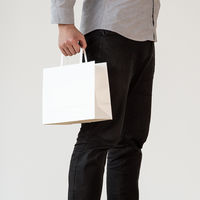 【復活特別価格】アスクル　平紐 クラフト紙手提袋ベーシック　260×230×120ｍｍ　 白 無地　 1セット（300枚入×3箱） オリジナル