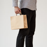 【復活特別価格】アスクル　平紐 クラフト紙手提袋ベーシック　260×230×120ｍｍ　 茶無地　 900枚（300枚入×3箱） オリジナル