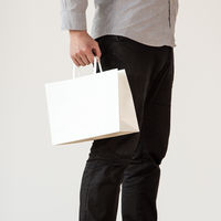 【復活特別価格】アスクル　平紐 クラフト紙手提袋ベーシック　320×230×115ｍｍ　 白 無地　 1セット（300枚入×3箱） オリジナル