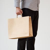 【復活特別価格】アスクル  平紐 クラフト紙手提袋ベーシック 400×320×115ｍｍ 茶 無地 1セット（300枚入×3箱） オリジナル