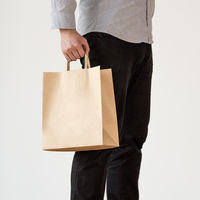 【復活特別価格】アスクル　平紐 クラフト紙手提袋ベーシック　260×315×180ｍｍ　 茶 無地　1セット（300枚入×3箱） オリジナル