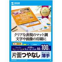 サンワサプライ インクジェット用片面つやなしマット紙 A4サイズ100枚入り JP-EM6A4-100 1冊（100枚入り）（直送品）