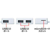 サンワサプライ カードリーダー付きUSB2.0ハブ（ホワイト） USB-2HC319W 1個（直送品）