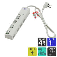 朝日電器 LEDランプスイッチ付タップ ヨコ WLS-LY410MB(W) 1個