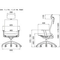 【軒先渡し】関家具 オフィスチェア A01-S-ヘッドBK/ハンガー無/背BK/肘可動/座GN グリーン 238598 1脚（直送品）