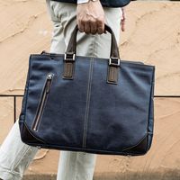 サンワダイレクト ビジネスバッグ（日本製・豊岡製・岡山デニム使用・撥水加工・ショルダーベルト付・ネイビー） 200-BAG140NV 1個（直送品）