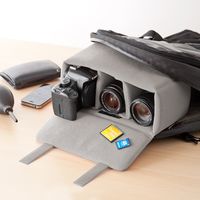 サンワダイレクト インナーカメラバッグ（ソフトクッションボックス・ワイドサイズ・グレー） 200-BG019LGY 1個（直送品）