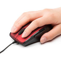 サンワダイレクト 有線マウス（静音・サイレント・左右対称・1200カウント切替・戻る・進む・ミドルサイズ・レッド） 400-MA107R 1個（直送品）