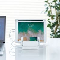 サンワダイレクト 充電器ステーション（USB充電器・スマホ・タブレット対応・最大6A/36W・6ポート搭載） 700-AC019W 1個（直送品）