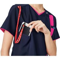 フォーク レディスジップスクラブ ダークネイビー×チェリーピンク S 7023SC-27 1枚　スクラブ